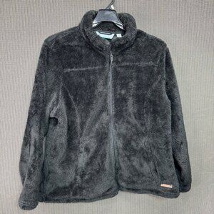 Free Country Womans Size XXL Plush Faux Fur Zip-Up Jacket - Black Polyester